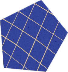 Scribbled Blue and Yelow Grid Pattern Pentagon Paper Cut-out